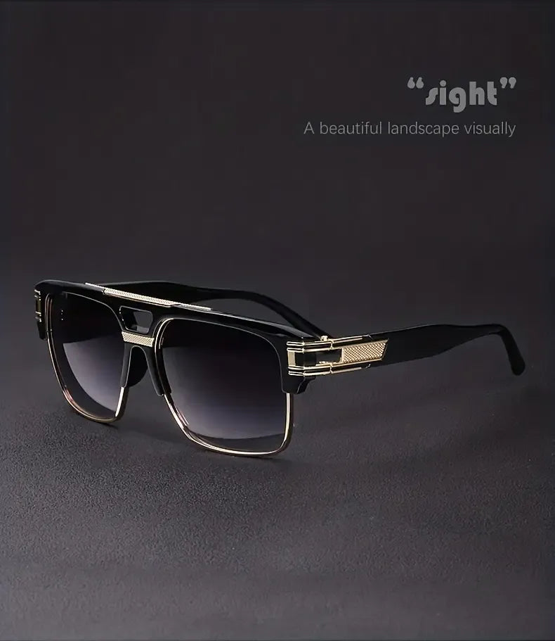 Lunettes De Soleil Rétro Oversized Hommes Femmes Aviateur Vintage Classique Pilote Carré Noir Métal Cadre
