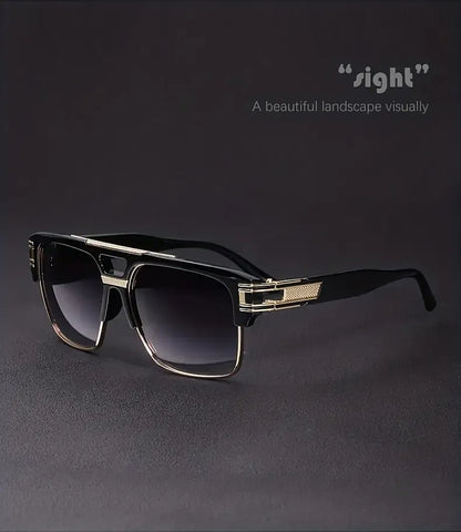 Lunettes De Soleil Rétro Oversized Hommes Femmes Aviateur Vintage Classique Pilote Carré Noir Métal Cadre