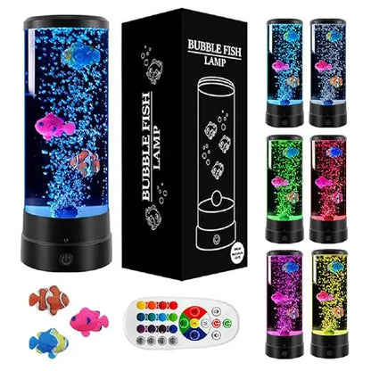 Lampe Aquarium à Bulles LED 8 Couleurs — Simulation Sous-Marine Apaisante | Télécommande | USB & Piles