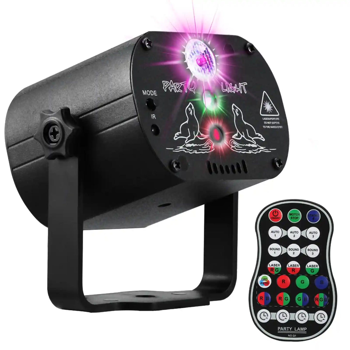 Projecteur Laser DJ Disco RGB avec Télécommande — Lumières LED Activées par le Son, Idéal Soirées, Fêtes et Mariages