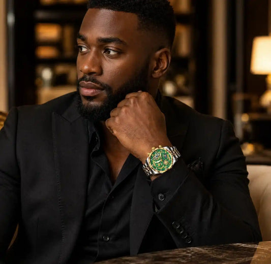 Montre Homme Quartz Luxe — Acier Inoxydable, Aiguilles Lumineuses & Date Automatique