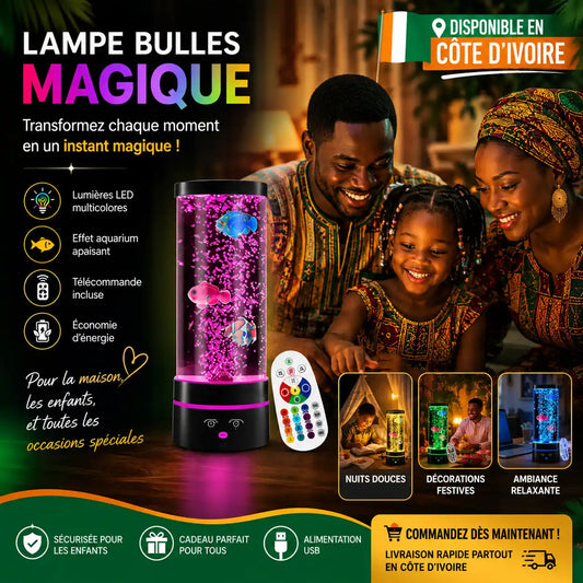 Lampe Aquarium à Bulles LED 8 Couleurs — Simulation Sous-Marine Apaisante | Télécommande | USB & Piles