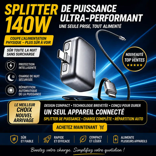 Adaptateur IA Intelligent Coupure Auto — Déconnexion Automatique Batterie Pleine — Protège la Santé de la Batterie pour iPhone & Android