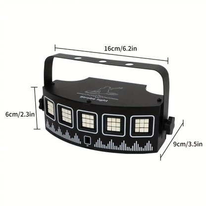 Lumière Stroboscopique LED 5 Yeux — Ambiance Disco & Karaoké | Télécommande Incluse | Soirées, Fêtes & Décoration